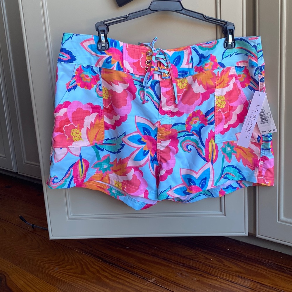 La Blanca Pink and Blue Athletic Shorts Vibrant Design